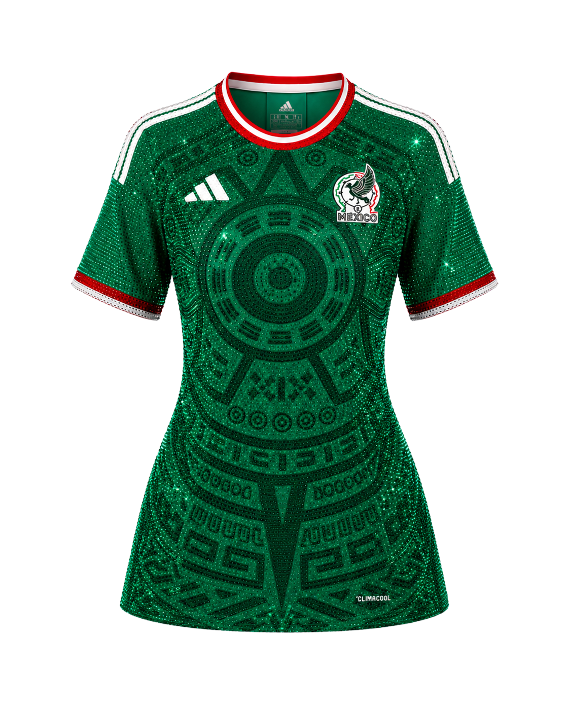 Yoxani’s Custom Rhinestone Jersey Dress — Mexico Green